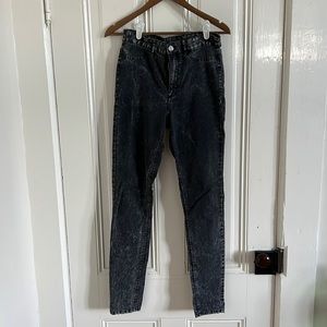 H&M high waist black distressed wash skinny jeans